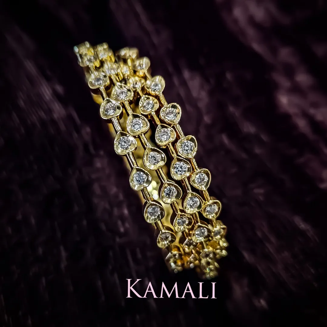 1gm Gold Plated Impon Bangles with Semiprecious Ruby, Emeralds and Zirconia stones-KAMALI 9944116790...