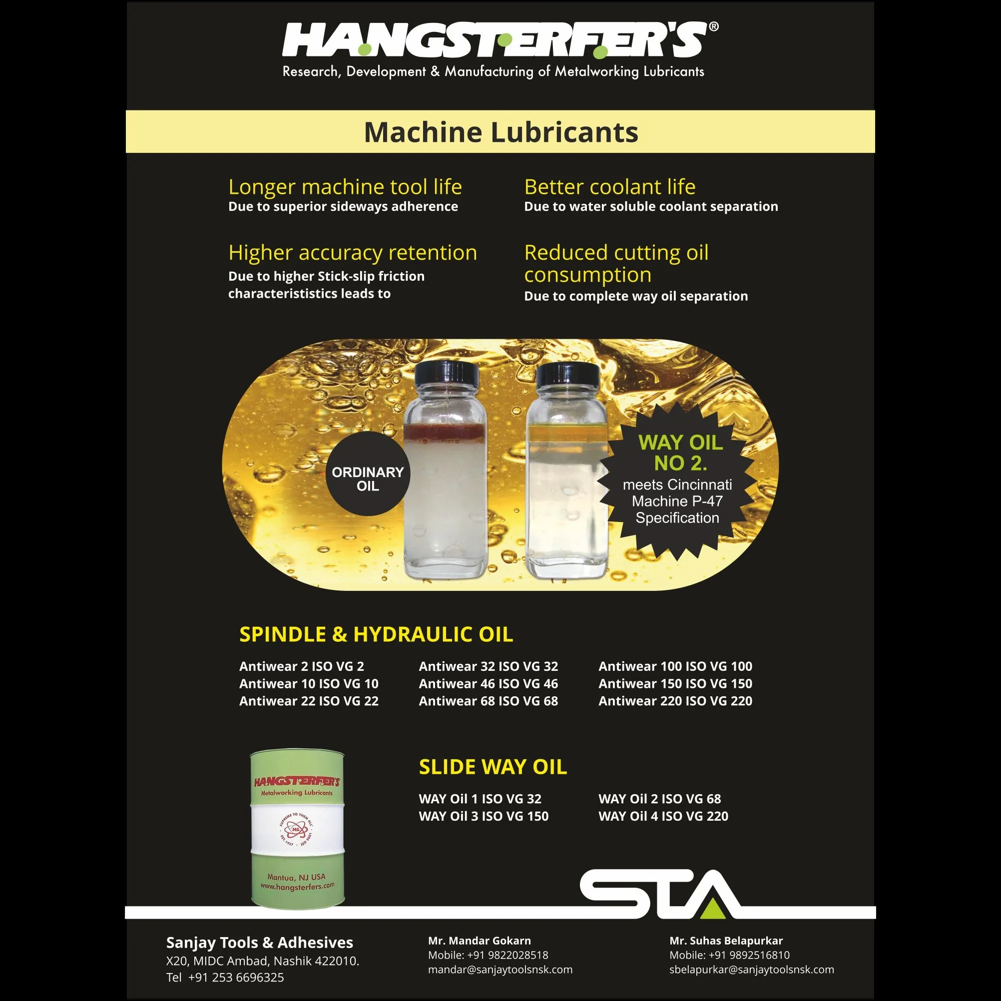 We are Authorized Dealers for Hangsterfer's Lubrication Oils & Coolant Oils. Hangsterfer's products...