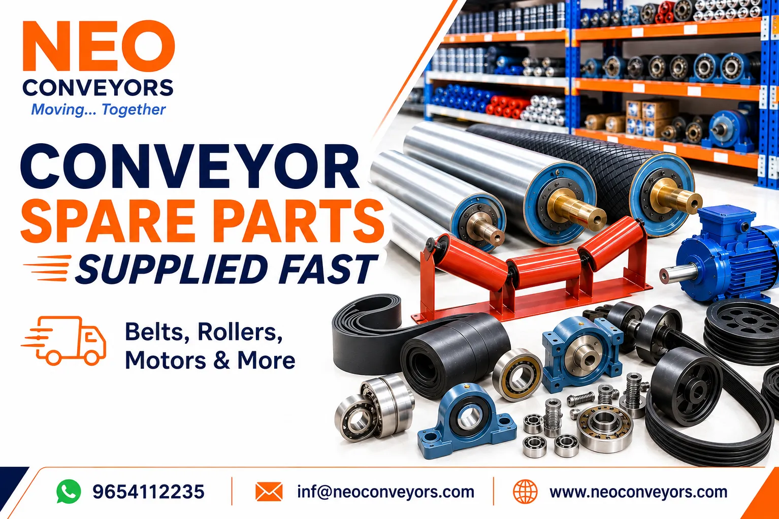 Conveyor Spare Parts Supplied Fast — Belts, Rollers, Motors & More | Neo Conveyors