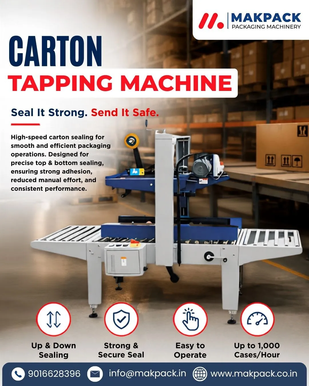 Carton Tapping Machine Manufacturer in Ahmedabad |Mak Pack Machinery