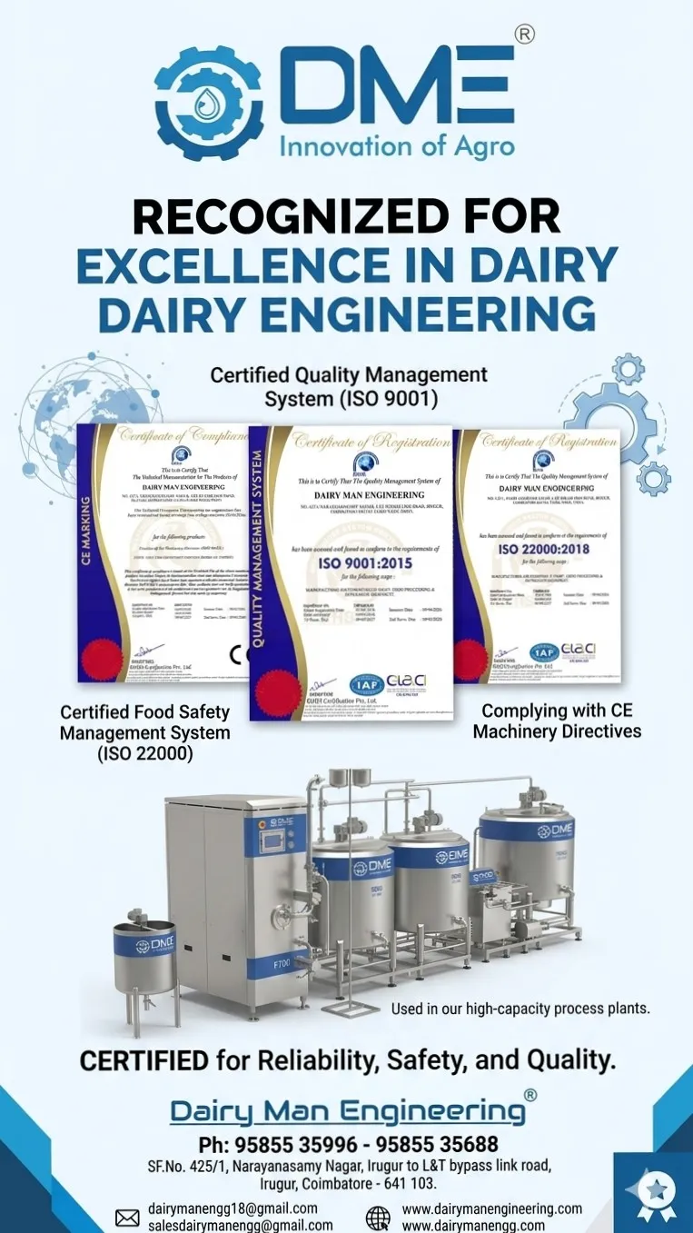 Dairy equipment manufacturer in Coimbatore
