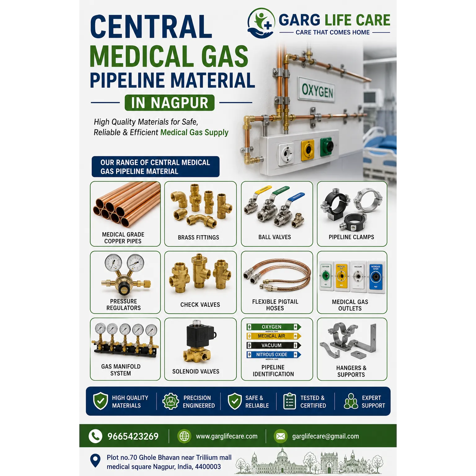Oxygen Central Medical Gas Pipeline System in Nagpur – Garg Life Care