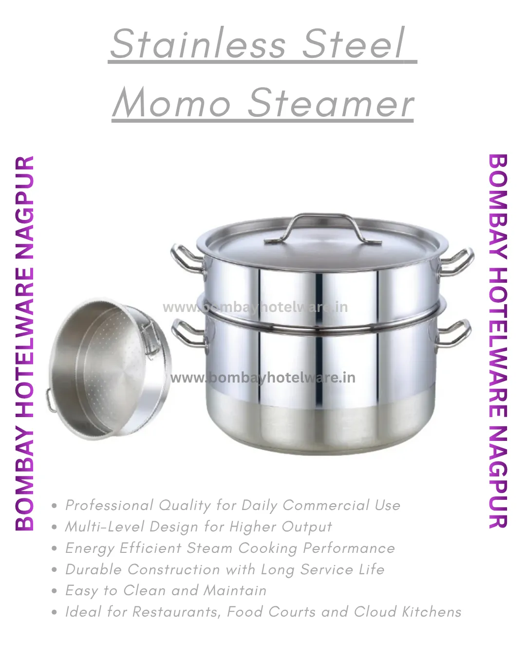 Stainless Steel Momo Steamer | Commercial Multi-Tier Dumpling Steamer | Hotel Utensils in Nagpur