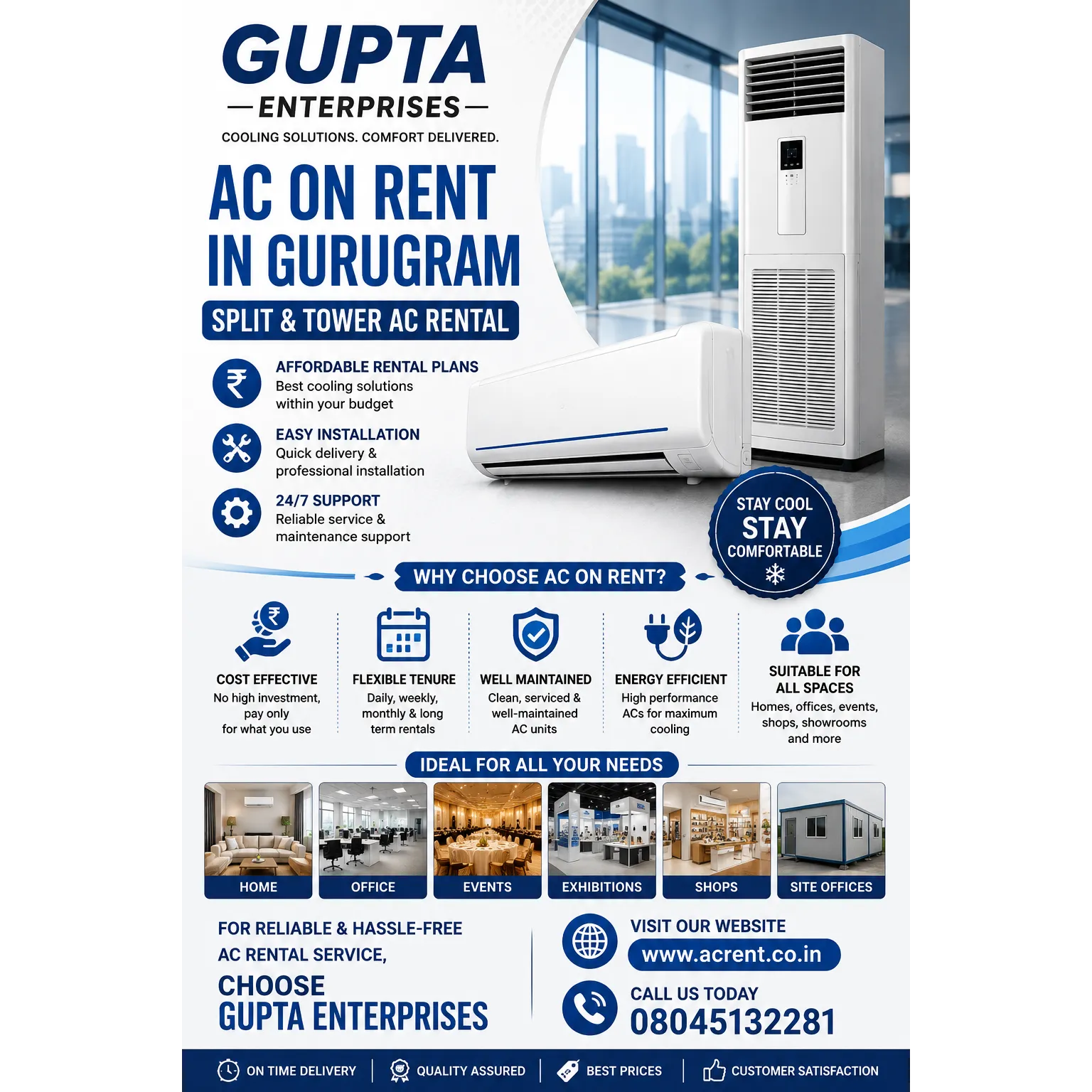 AC on Rent in Gurugram | Split & Tower AC Rental | Gupta Enterprises