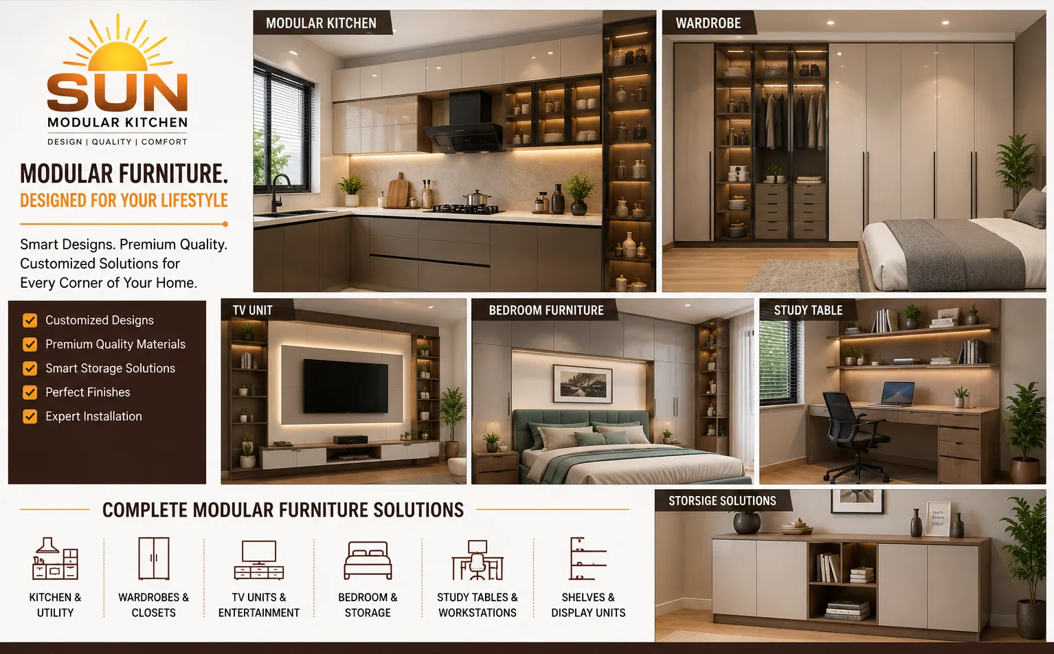 Sun Modular Kitchen – Your One-Stop Destination for Modular Kitchens, Customized Furniture
