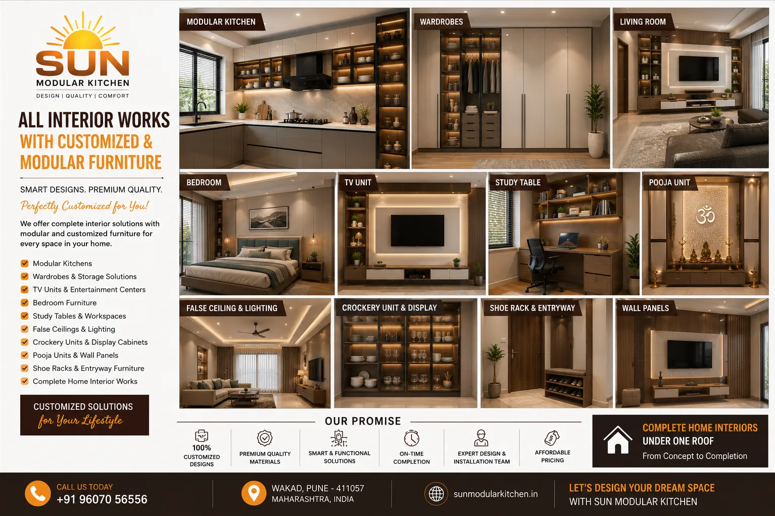 Complete Home Interior Solutions in Wakad | Sun Modular Kitchen