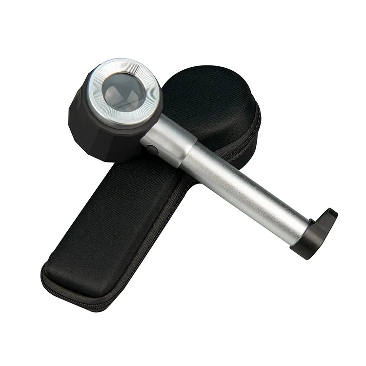 10 X Scale optical glass lighting metal hand-held magnifier