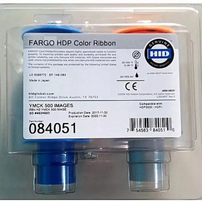 Buy Original HID Fargo 084051 YMCK Ribbon for HDP5000, HDP5000e and HDP6600 ID Card Printers