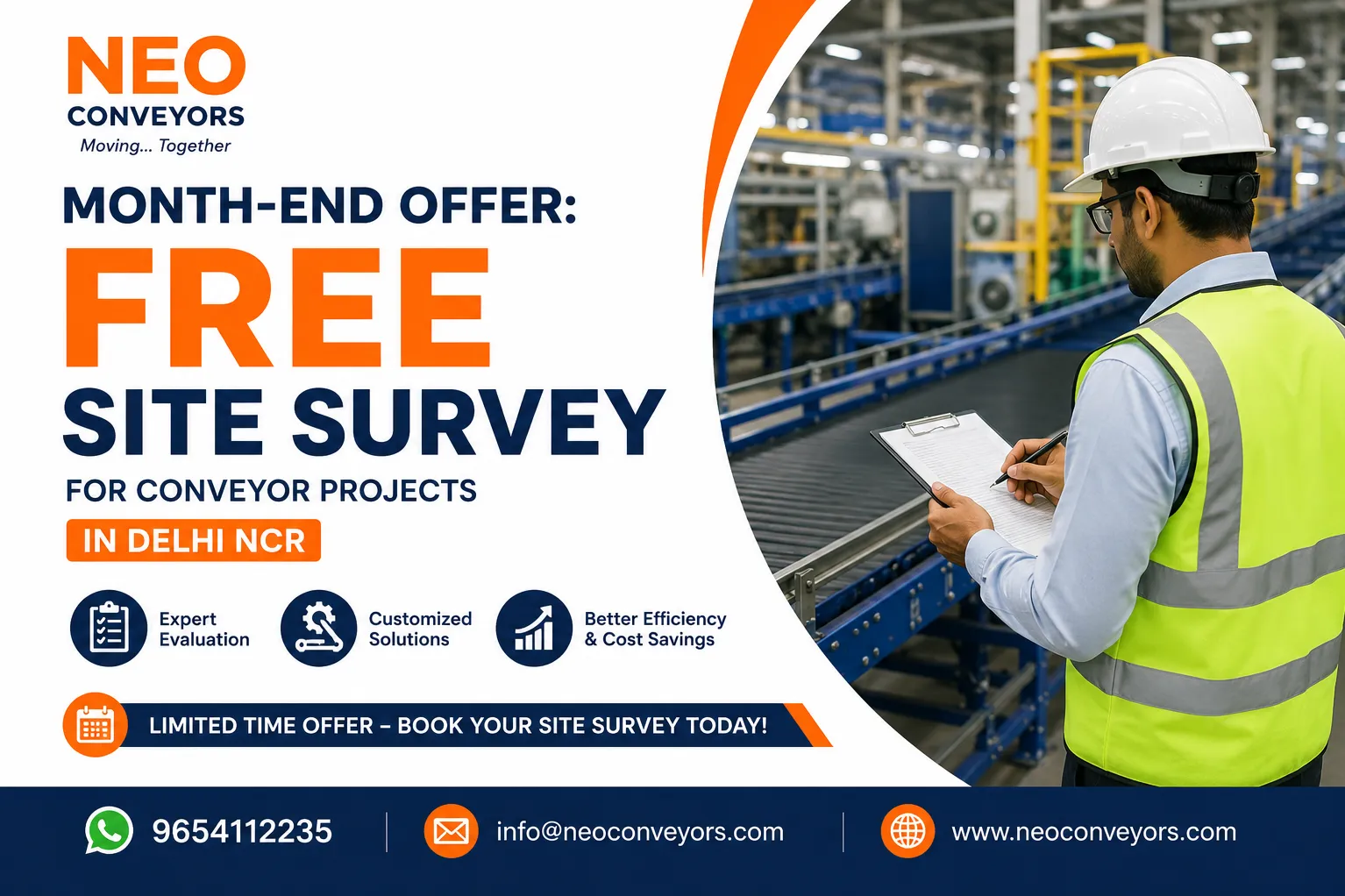 Month-End Offer: Free Site Survey for Conveyor Projects in Delhi NCR | Neo Conveyors
