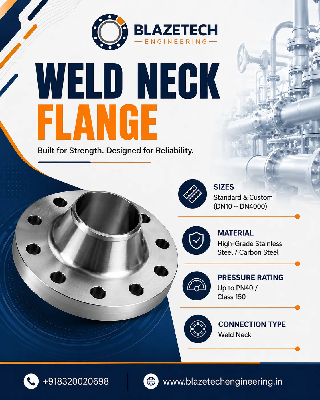 Carbon Steel Weld Neck Flanges Manufacturer in India.