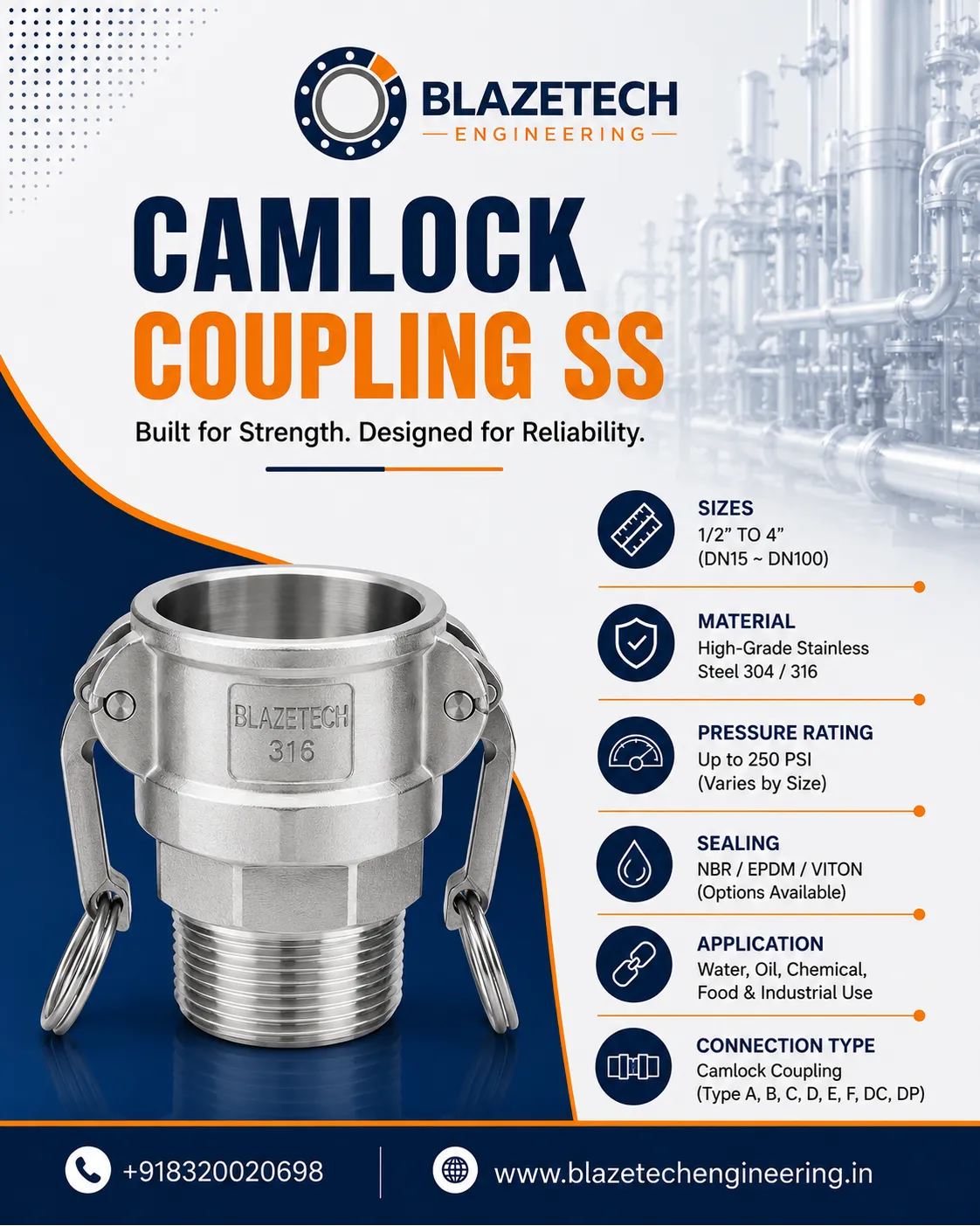 Stainless Steel Camlock Coupling Exporter From Gujarat.