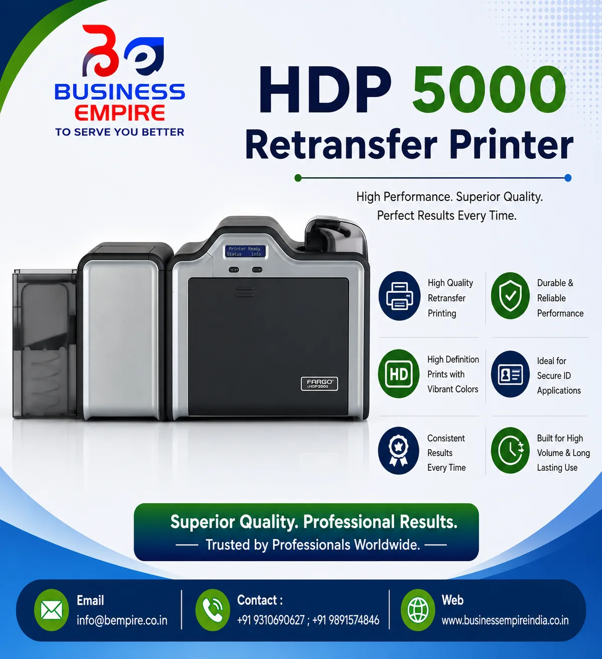 HDP5000 Retransfer Printer, Ribbon & Film Supplier India | Fargo HDP5000 Dealer | Pan India Delivery