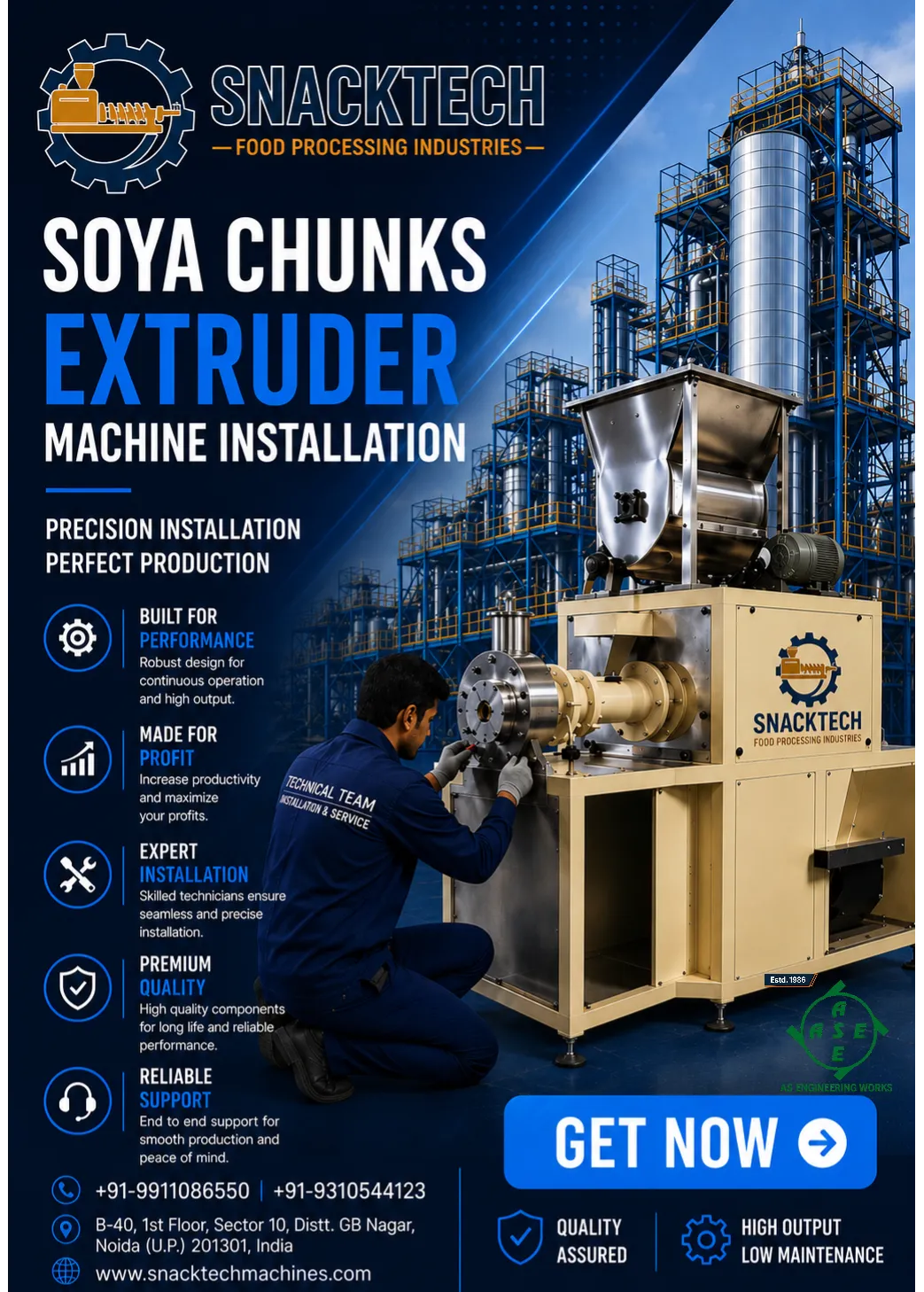 Soya Chunks Extruder Machine Manufacturer In Chandigarh