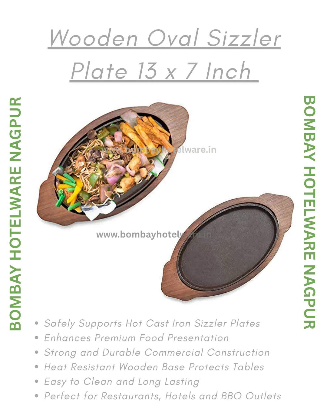 Wooden Oval Sizzler Plate In Nagpur | Restaurant Sizzler Serving Plate | Wooden Sizzler Wholesaler