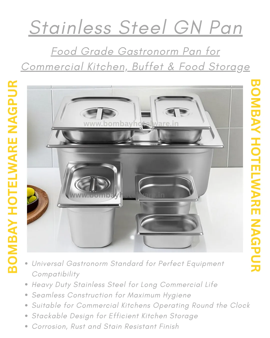 Stainless Steel G.N Pans for Commercial Kitchens | Buy Bulk G.N pans in Nagpur | G.N Pan Wholesale