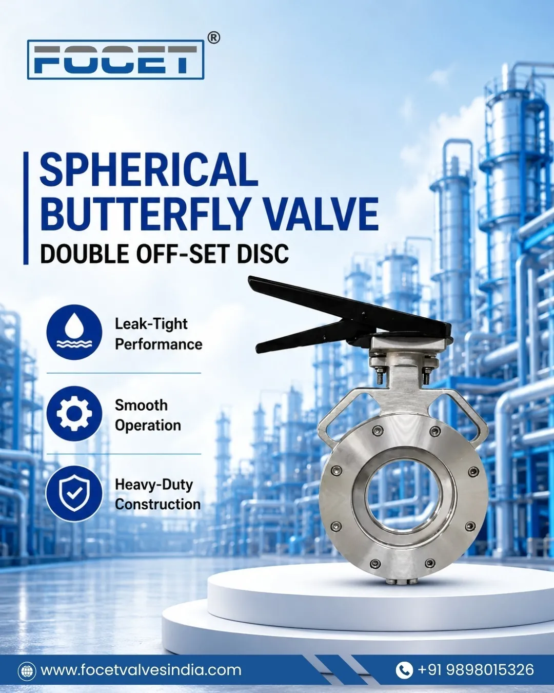 Spherical Butterfly Valve Double Off-Set Disc in Ahmedabad | Focet Valves