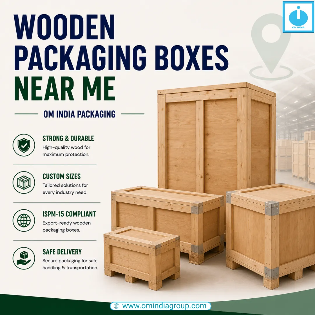 Wooden Packaging Boxes Near Me | OM India Packaging