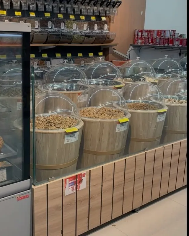 Supermarket Wooden Barrel Bins For Dry fruits