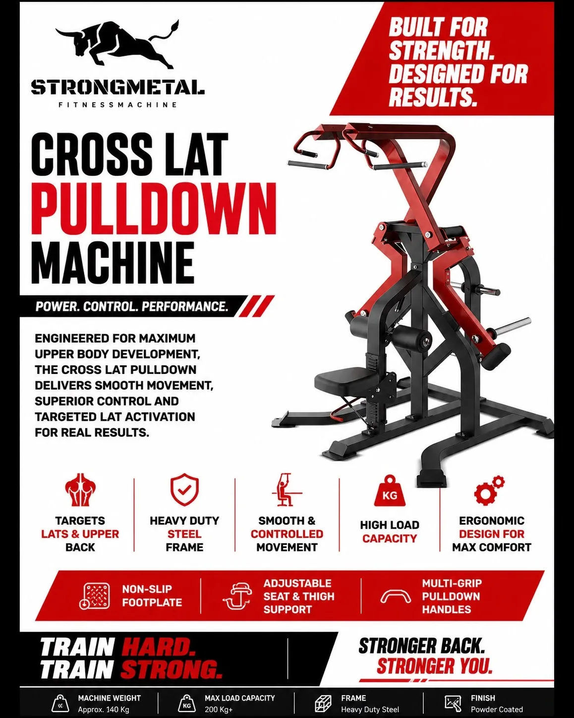 Upgrade Your Gym with StrongMetal Premium Cross Lat Pulldown Machine