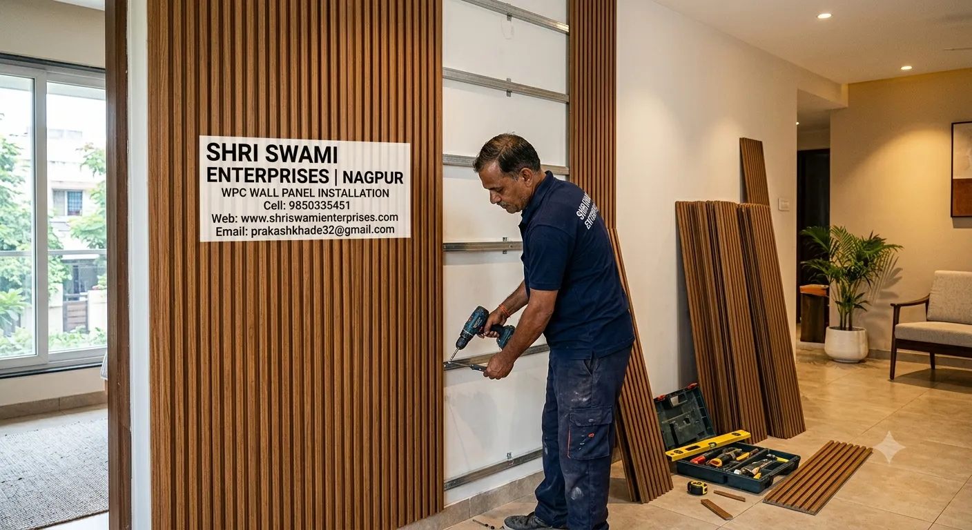 WPC Wall Panel Installation in Shri Swami Enterprises, Nagpur