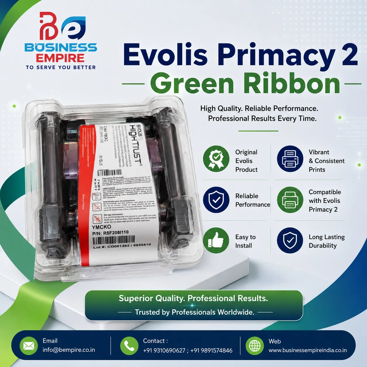 Evolis Primacy 2 Green Printer and Ribbon in Delhi NCR Gurugram Haryana UP Ghaziabad Nehru Place