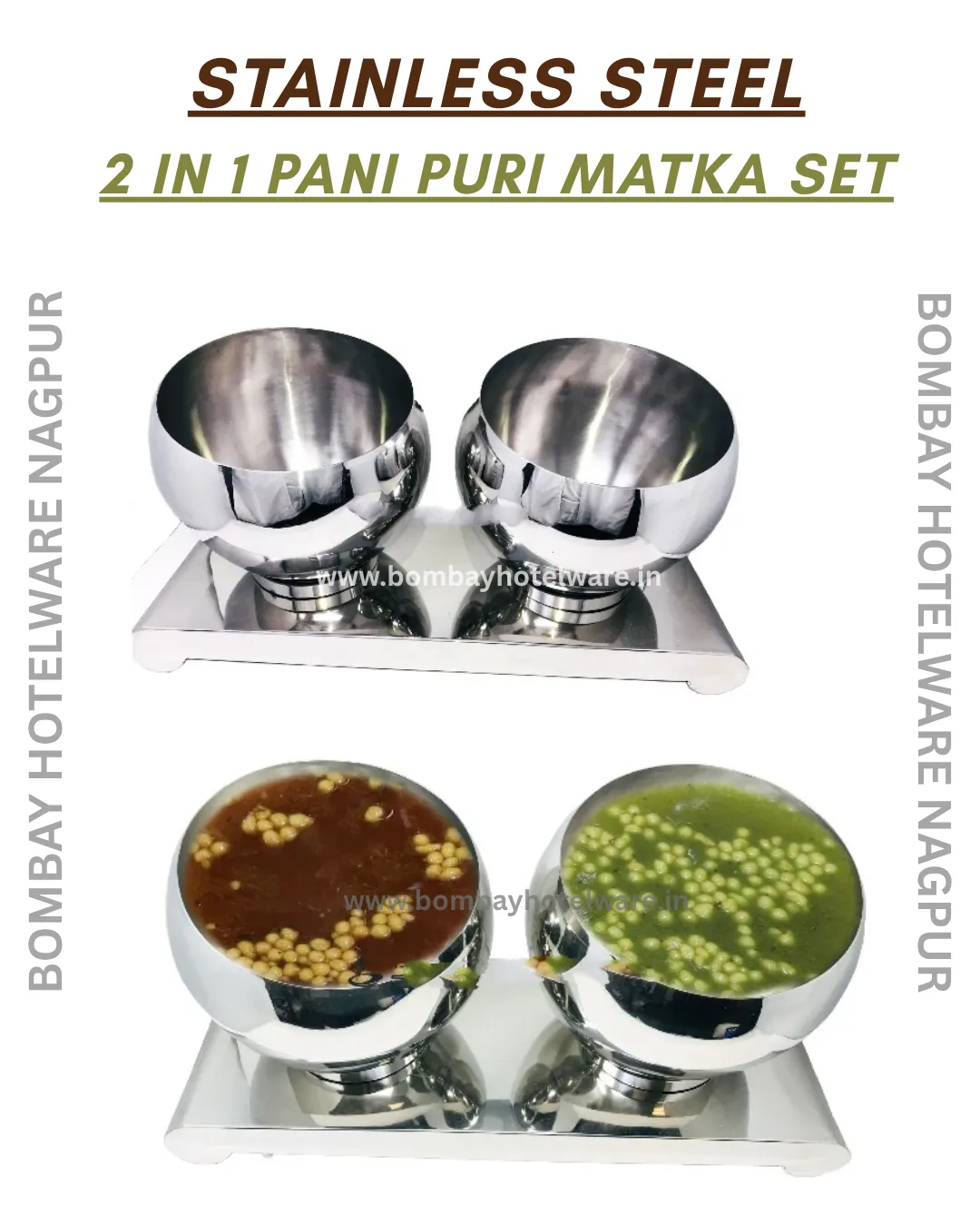 Stainless Steel Pani Puri Matka Set | Golgappa Serving Stand| Hotelware Items Manufacturer in Nagpur