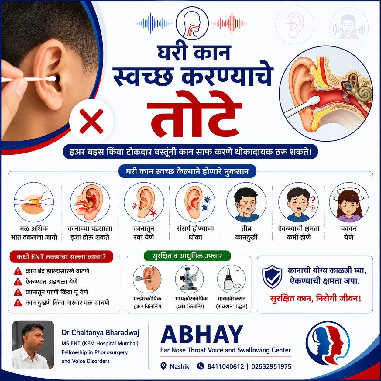 घरी कान स्वच्छ करण्याचे तोटे | Ear Wax Removal Nashik | ENT Specialist