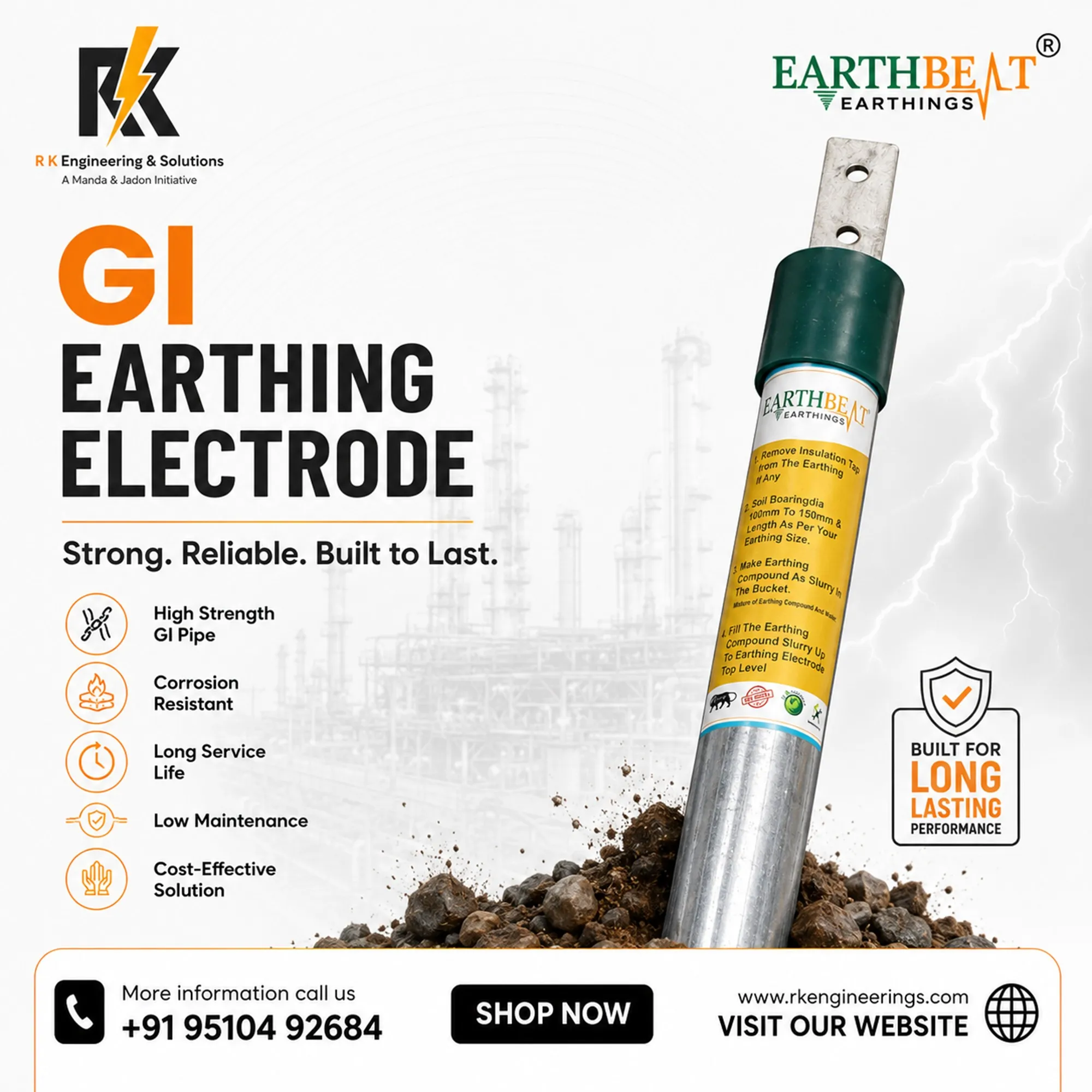 GI Earthing Electrode Manufacturer in Ahmedabad | R K Engineering & Solutions