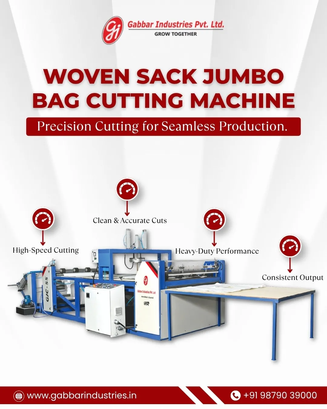 Woven Sack Jumbo Bag Cutting Machine Manufacturer in Ahemdabad | Gabbar Industries Pvt Ltd