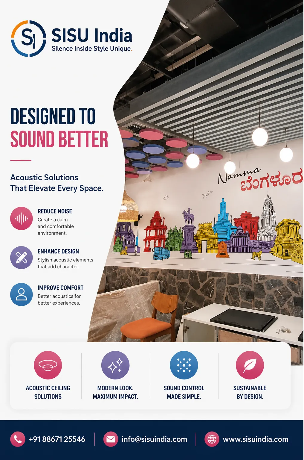 Floating Acoustic Ceiling Solutions for Modern Commercial Interiors | SISU India