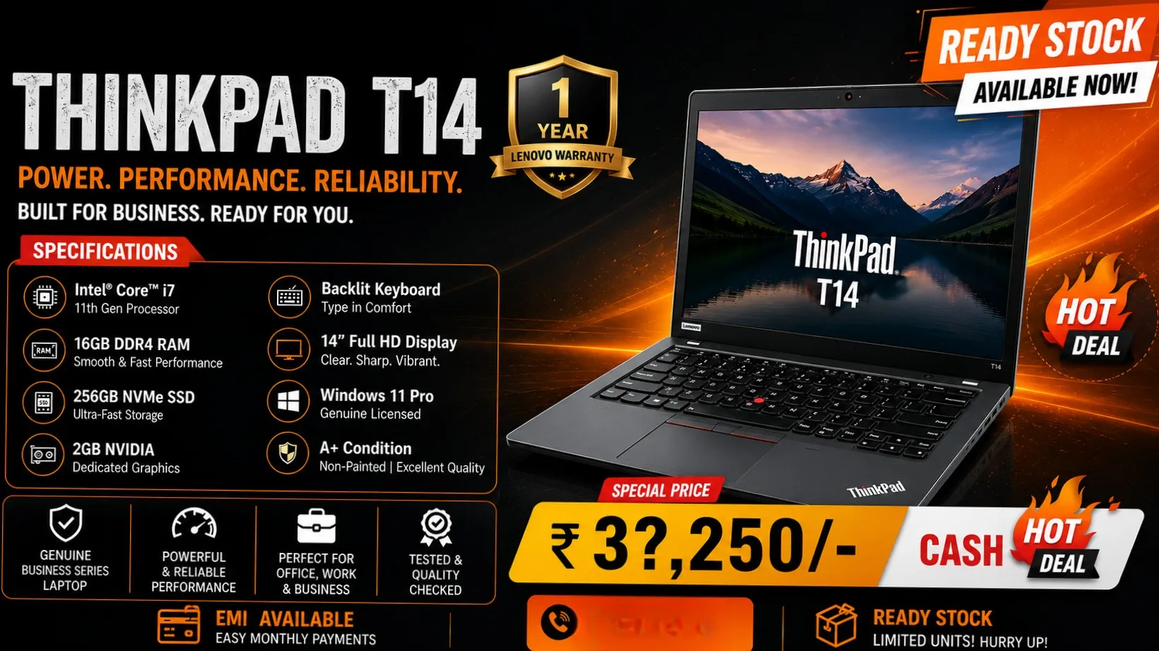 Lenovo ThinkPad T14 – Premium Business Laptop Ready Stock Available