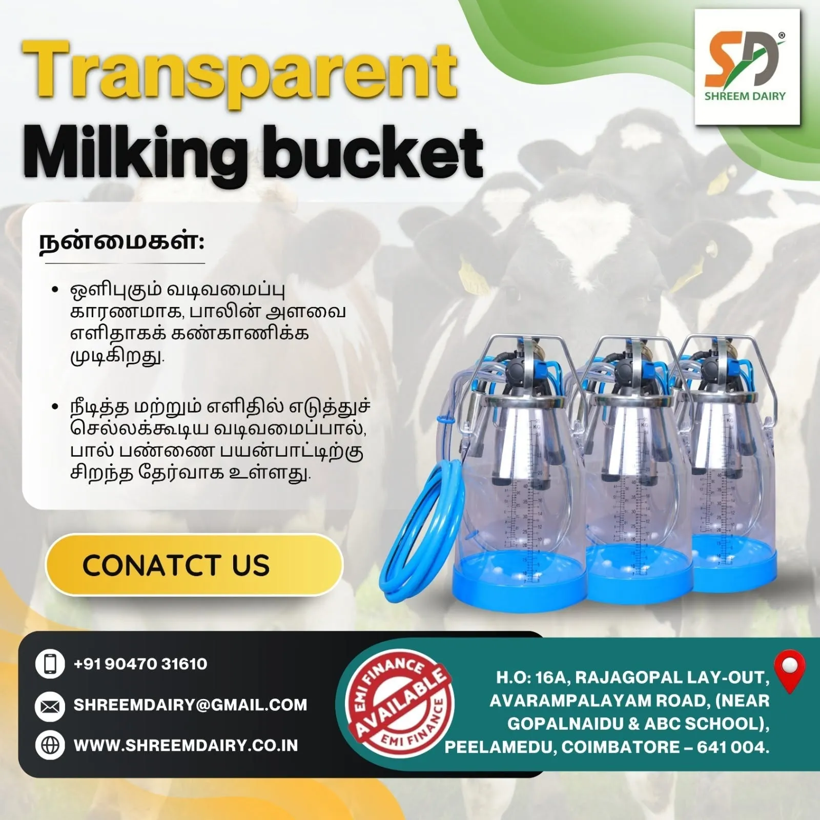 Transparent Milking Bucket – Clean Milk Collection Made Easy! 🐄✨