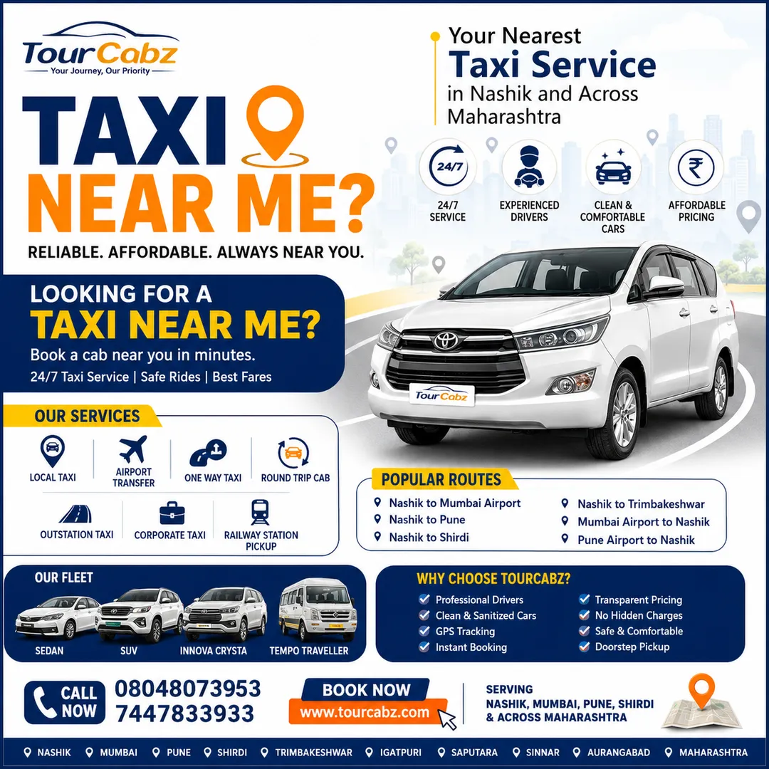 Taxi Near Me | Book Cab Near You 24/7 | TourCabz