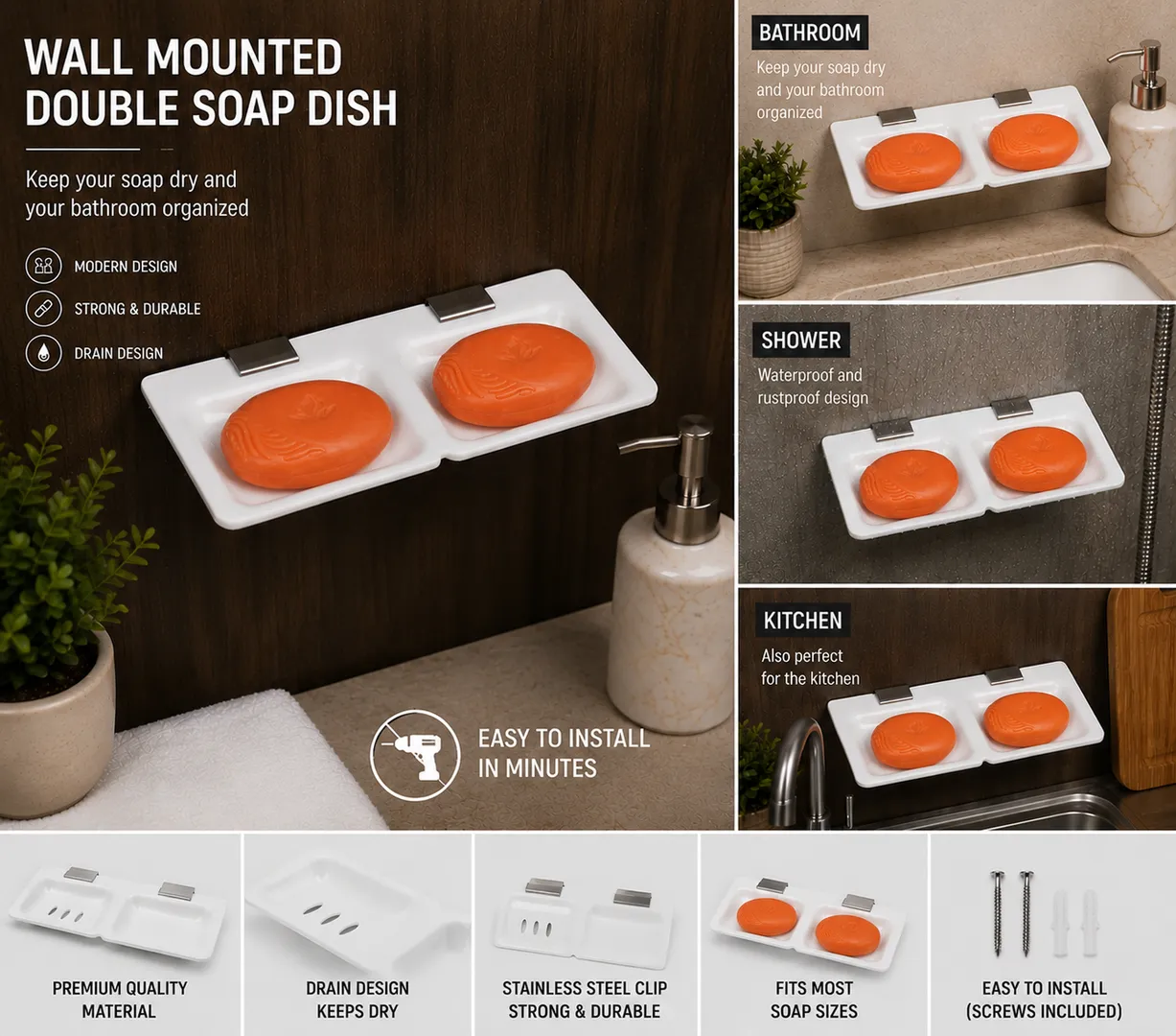 acrylic double soap dishe