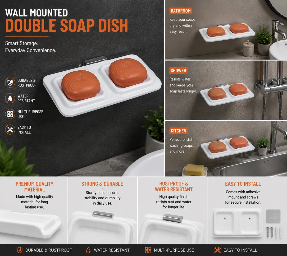 Acrylic Deluxe Double Soap Dish