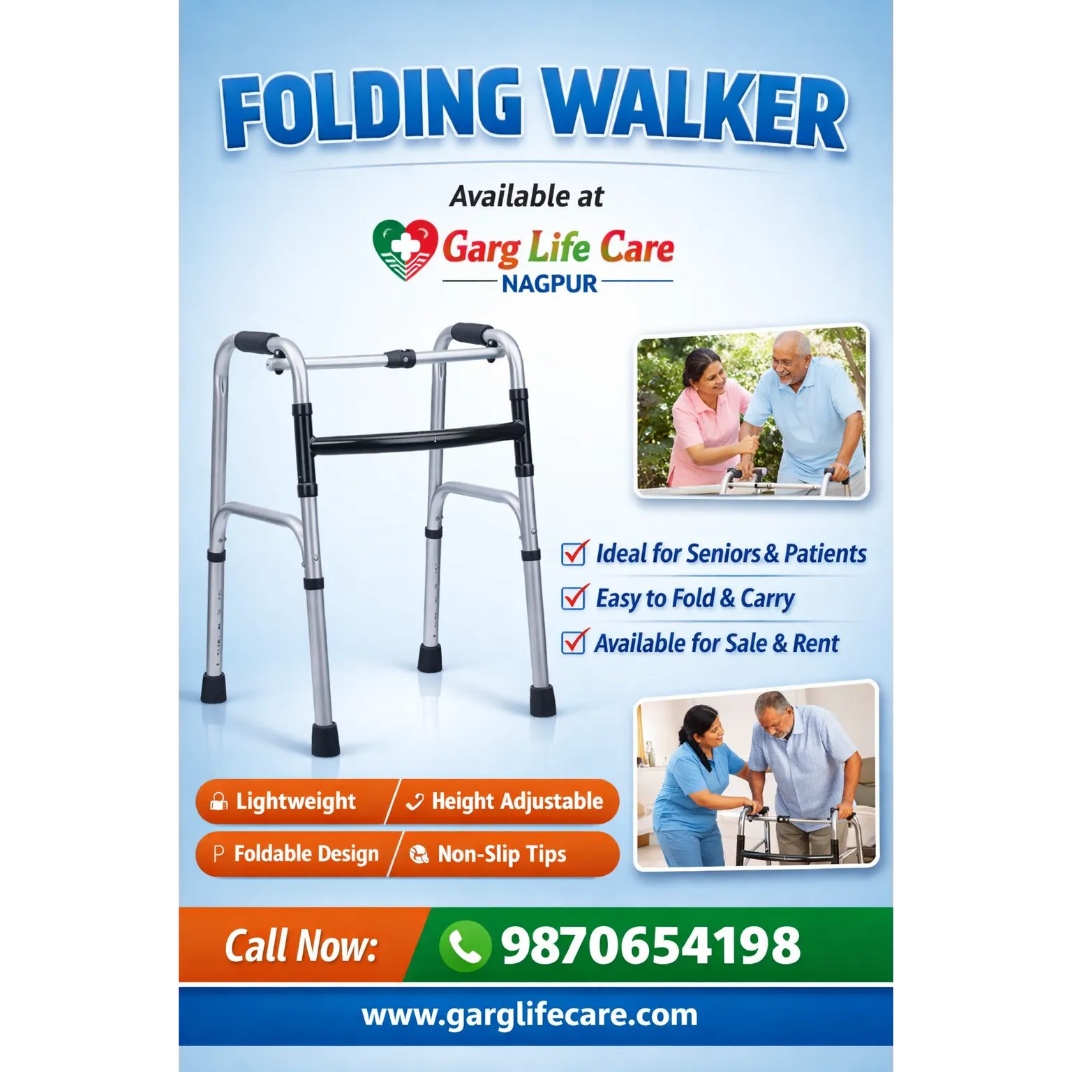 Folding Wheelchair on Rent & Sale in Garg Life Care
