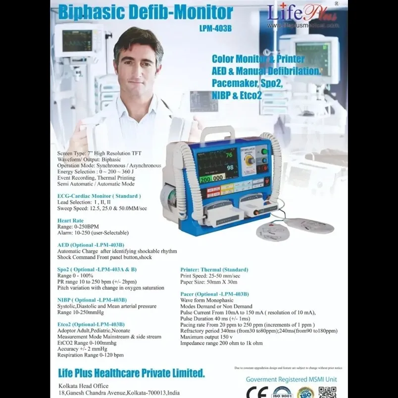 LifePlus Biphasic Defibrillator,LPM 403B Supplier In Pune