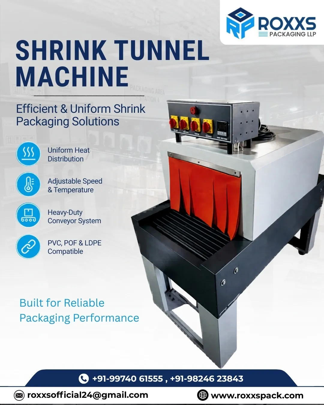 Shrink Tunnel Machine Manufacturer in Ahmedabad | ROXXS Packaging LLP