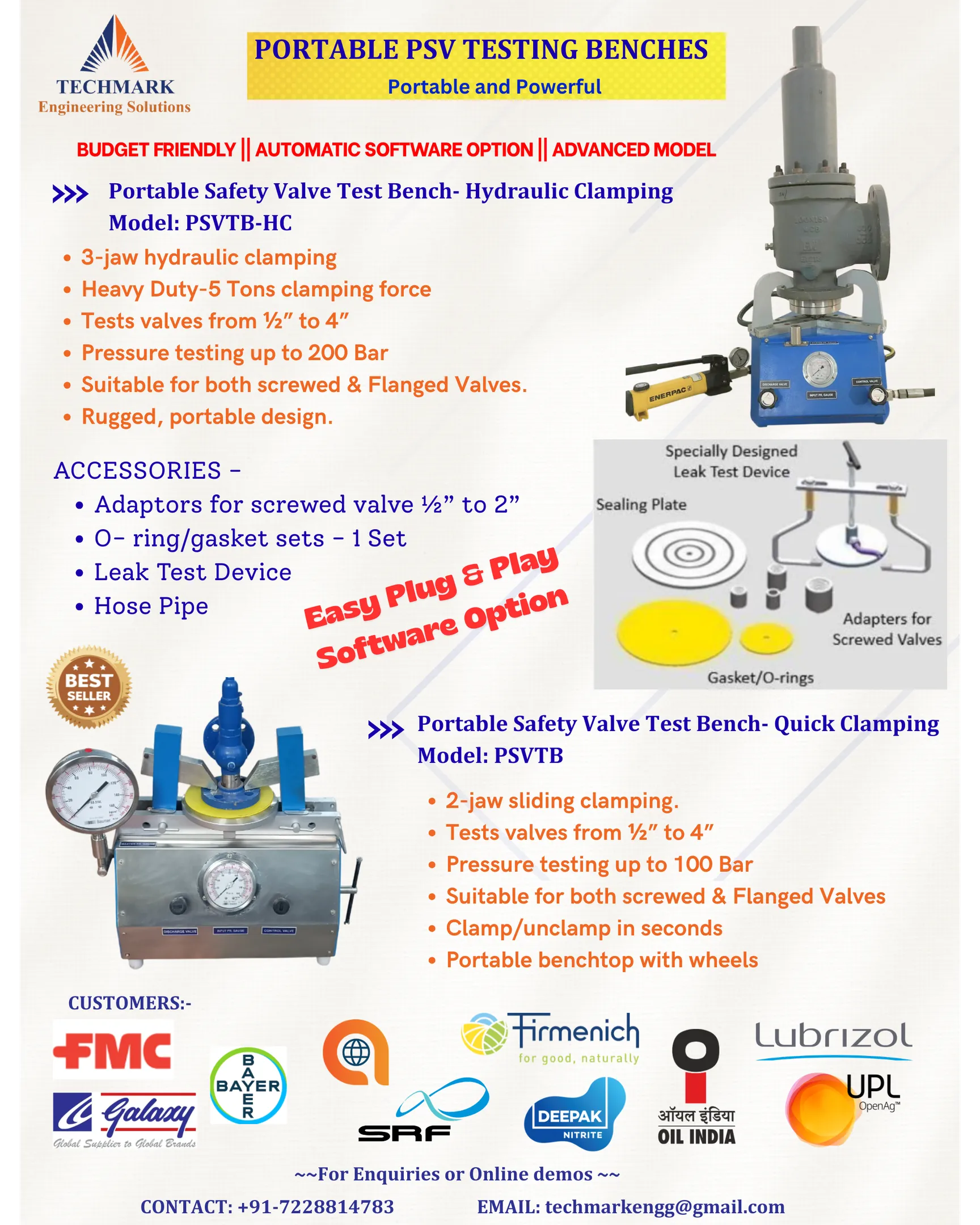 PORTABLE SAFETY VALVE TEST BENCH