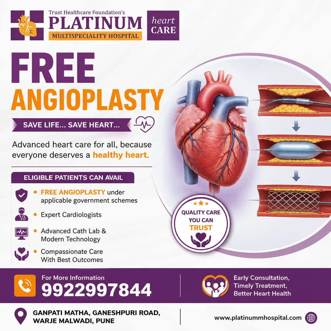 Free Angioplasty Hospital in Warje
Angioplasty is a minimally invasive procedure used to restore bl...