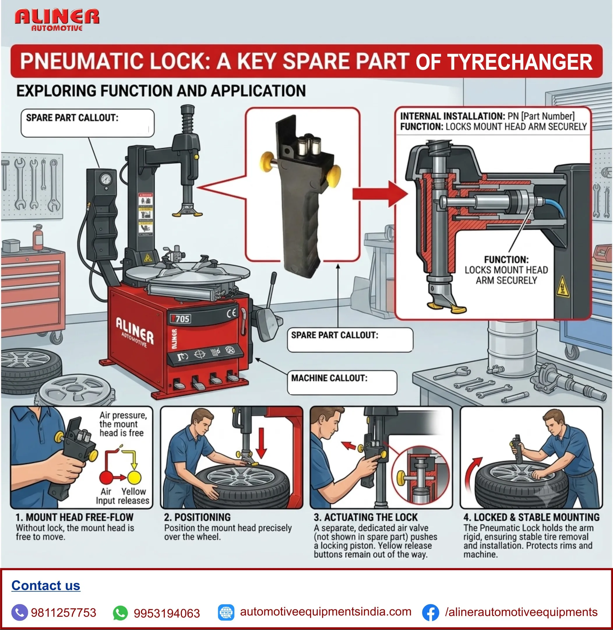 Pneumatic Lock, Tyrechanger Pneumatic Lock, Sparepartsoftyrechanger, Tyrechanger, Tyrechangermachine