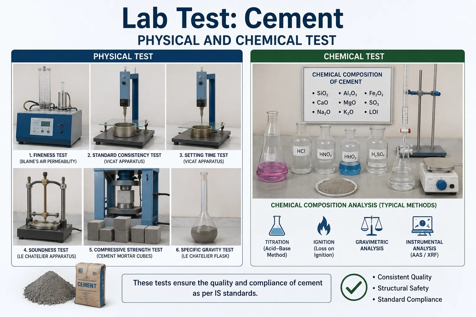 Lab Test: Cement Physical and Chemical Test in Nagpur for Better Construction Quality Control