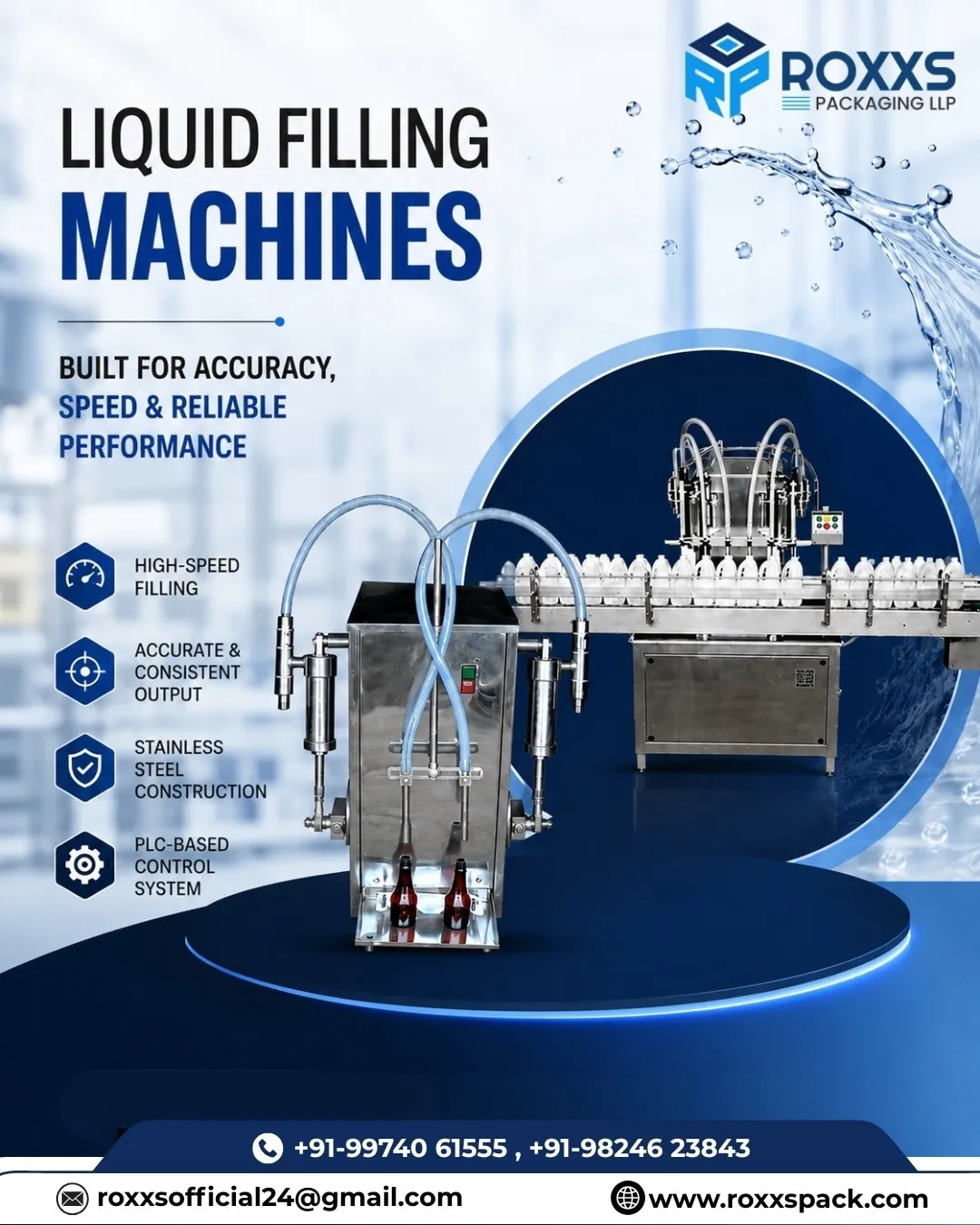 Liquid Filling Machine Manufacturer from Ahmedabad | Roxxs Packaging LLP