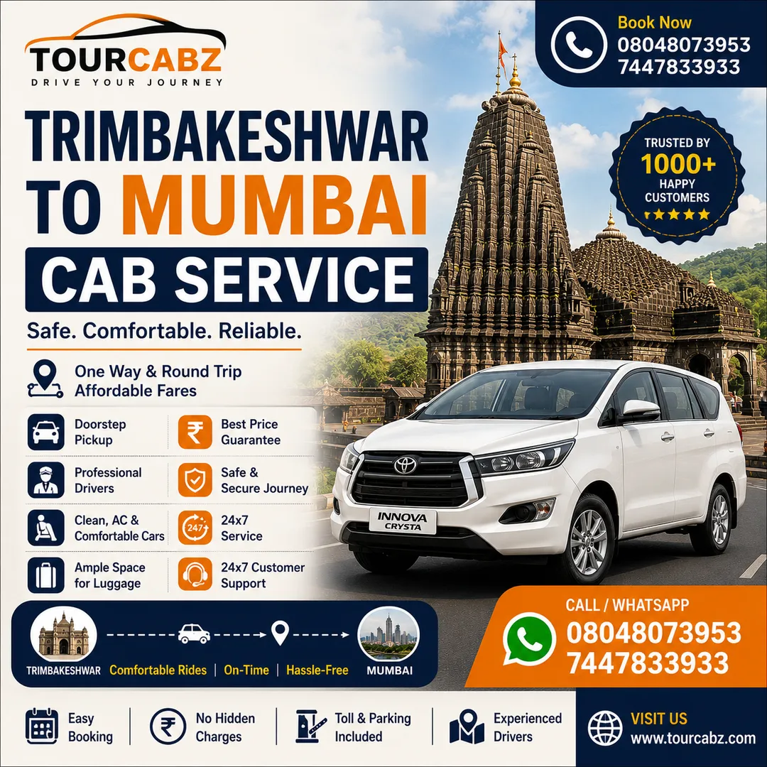 Trimbakeshwar to Mumbai Cab | Affordable One-Way & Round-Trip Taxi Service | TourCabz