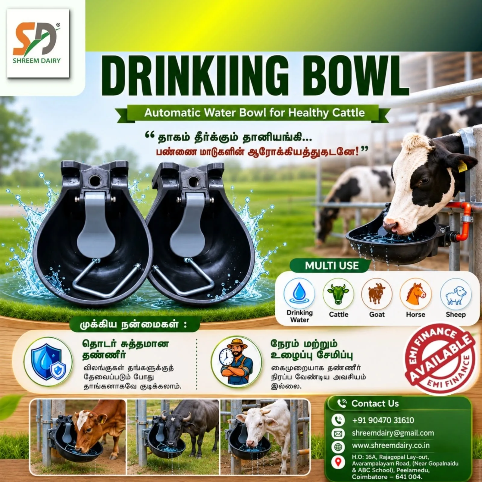 ntroducing the Shreem Dairy Drinking Bowl – an automatic water bowl specially designed to provide fr