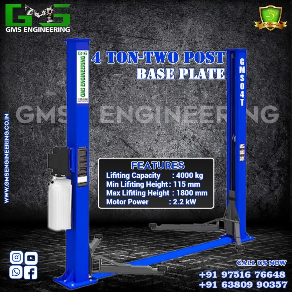 GMS Engineering Hydraulic Double Post Lift Clear Floor Type Andhra Pradesh