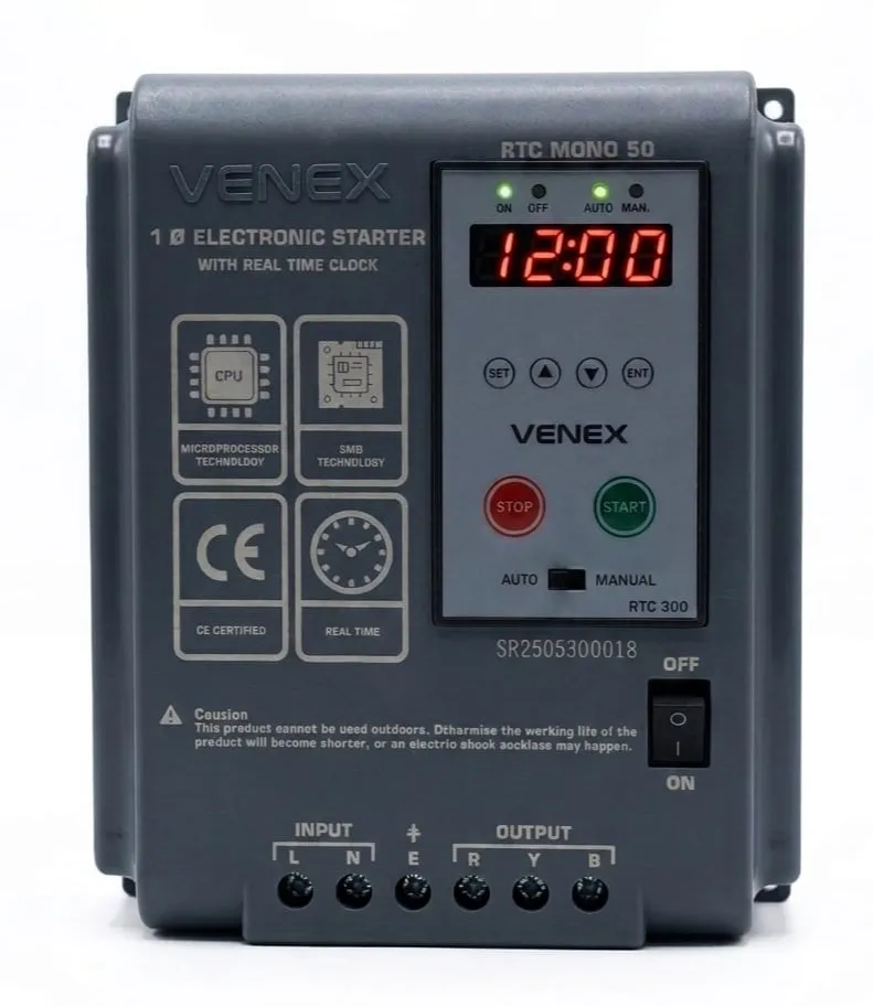 RTC MONO 50 VENEX single phase openwell pump starter with timer
