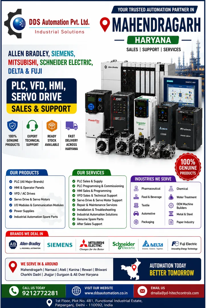 PLC, VFD, HMI & Servo Drive Sales & Support in Mahendragarh, Haryana
