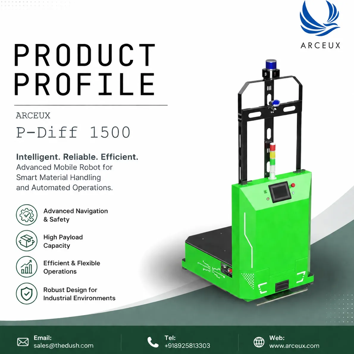 ARCEUX P-Diff 1500 – Smart Mobile Robot for Efficient Material Handling