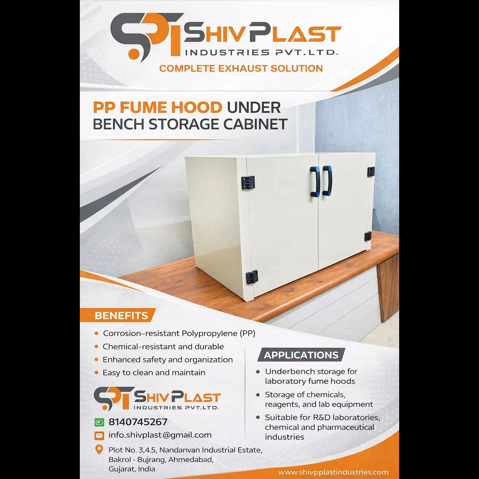PP FUME HOOD UNDER STORAGE CABINET